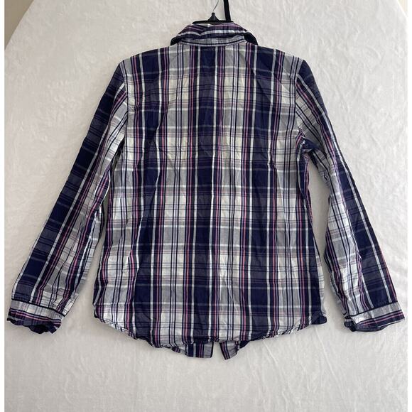 Victorias Secret Sz S Hidden button front multi stripe Purple shirt Casual Women - Picture 8 of 11